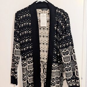Black and White Owl Pattern Sweater
